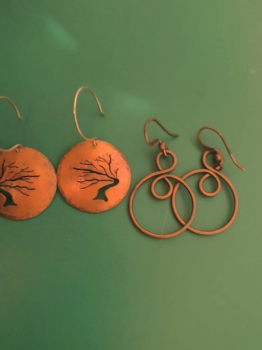 Copper Willow Tree Silhouette And Infinity Dangle Earrings - Copper Color